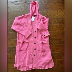 Pink Hooded Cardigan - Size Medium